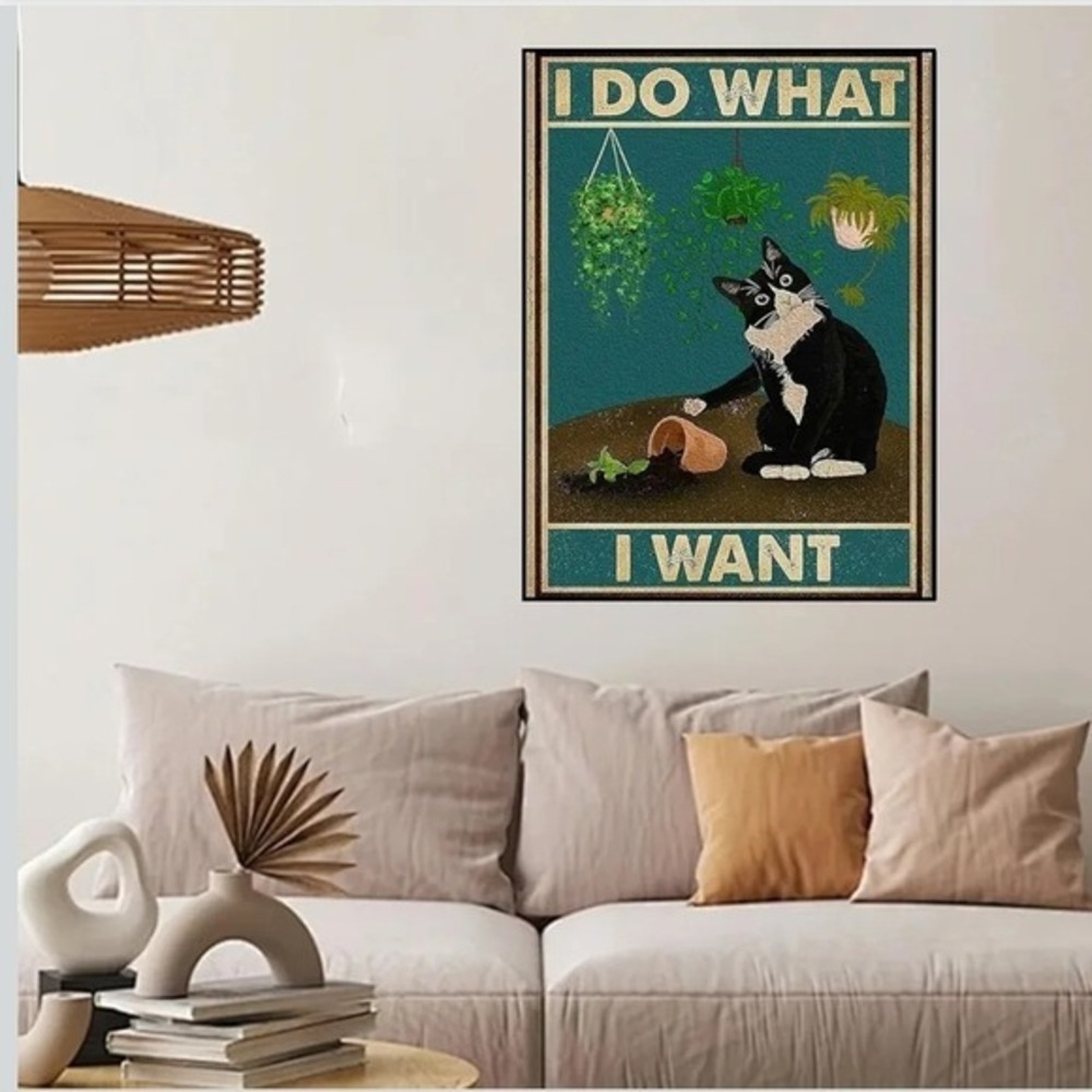 HHMATITS Cat Diamond Art Kit 12x16 I Do What I Want Tuxedo Cat DIY 5D Painting